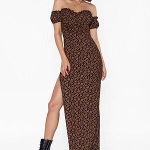 Nasty Gal floral off the shoulder dress